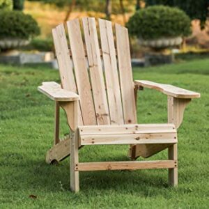 LOKATSE HOME Outdoor Wooden Adirondack Chairs Natural for Yard, Patio, Garden, Lawn