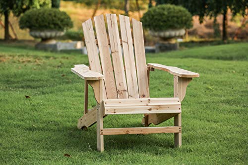 LOKATSE HOME Outdoor Wooden Adirondack Chairs Natural for Yard, Patio, Garden, Lawn