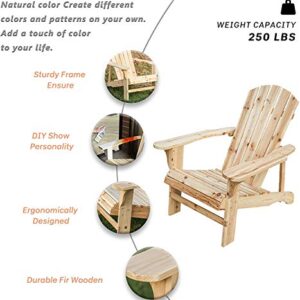LOKATSE HOME Outdoor Wooden Adirondack Chairs Natural for Yard, Patio, Garden, Lawn