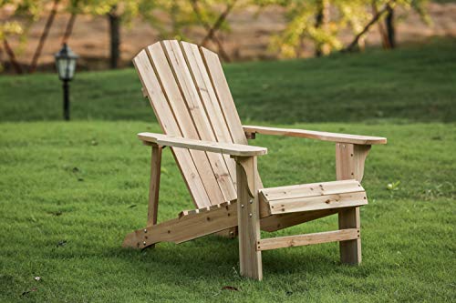 LOKATSE HOME Outdoor Wooden Adirondack Chairs Natural for Yard, Patio, Garden, Lawn