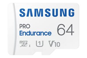 samsung pro endurance 64gb microsdxc memory card with adapter for dash cam, body cam, and security camera – class 10, u1, v10 (‎mb-mj64ka/am)