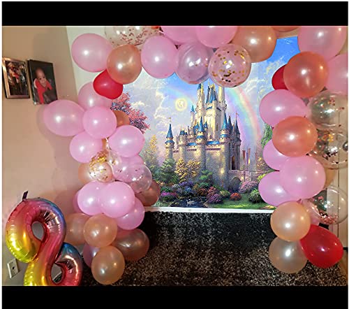 7x5ft Dreamy Castle Photography Backdrop for Kids Fairy Tale Princess and Prince Entertainment or Birthday Party Photo Backgrounds BV043