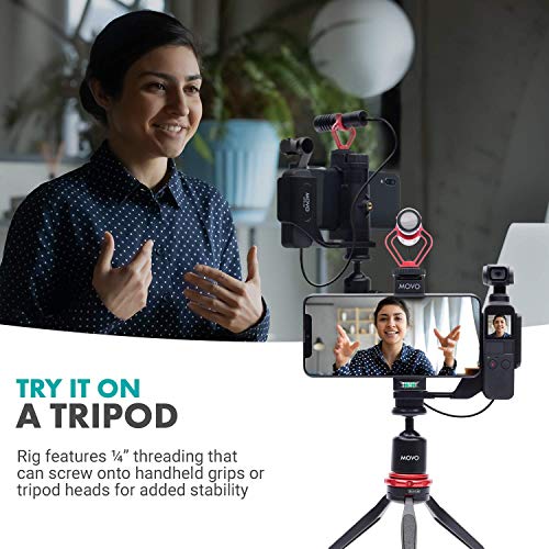 Movo OPR-50 Smartphone Video Rig Compatible with DJI OSMO Pocket 1, 2 - Includes Smartphone Mount and 2X Shoe Mount for Video Microphone, Video Light, and More - Phone Stabilizer for Video Recording