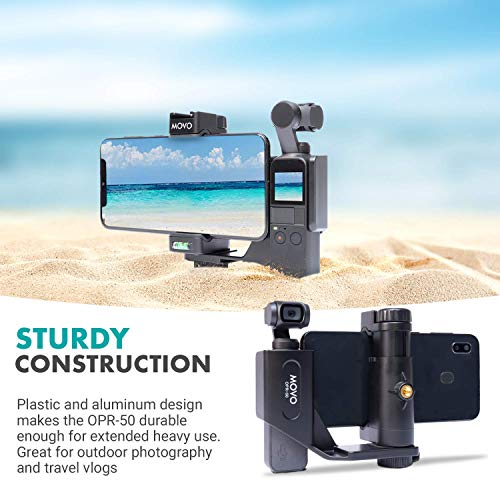 Movo OPR-50 Smartphone Video Rig Compatible with DJI OSMO Pocket 1, 2 - Includes Smartphone Mount and 2X Shoe Mount for Video Microphone, Video Light, and More - Phone Stabilizer for Video Recording