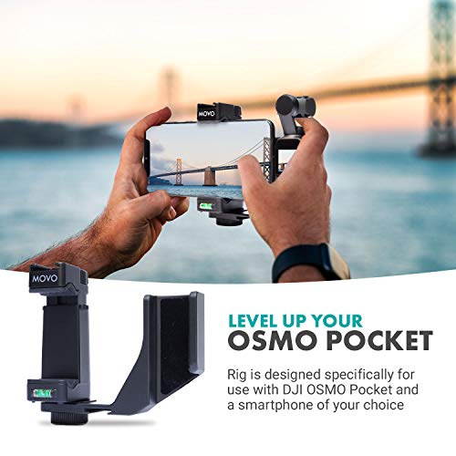 Movo OPR-50 Smartphone Video Rig Compatible with DJI OSMO Pocket 1, 2 - Includes Smartphone Mount and 2X Shoe Mount for Video Microphone, Video Light, and More - Phone Stabilizer for Video Recording