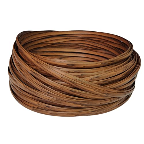 Feyart PE Rattan Strip for Outdoor Rattan Furniture Repair, 8mm Plastic Wicker for Patio Furniture Restore, 500g/65m Long (Dark Brown)