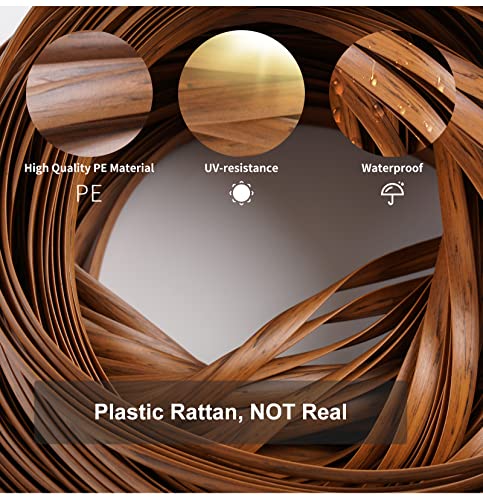 Feyart PE Rattan Strip for Outdoor Rattan Furniture Repair, 8mm Plastic Wicker for Patio Furniture Restore, 500g/65m Long (Dark Brown)