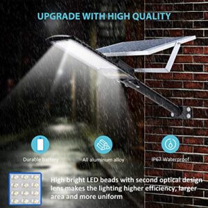 200W Solar Street Lights Outdoor Lamp, 10000lm Dusk to Dawn IP67 Security Led Flood Light with Remote Control Mounting Pole and Bracket Garden, Street, Court, Parking Lot