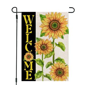 crowned beauty summer garden flag 12×18 inch double sided sunflower for outside yard flag