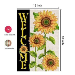 CROWNED BEAUTY Summer Garden Flag 12x18 Inch Double Sided Sunflower for Outside Yard Flag