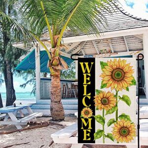 CROWNED BEAUTY Summer Garden Flag 12x18 Inch Double Sided Sunflower for Outside Yard Flag