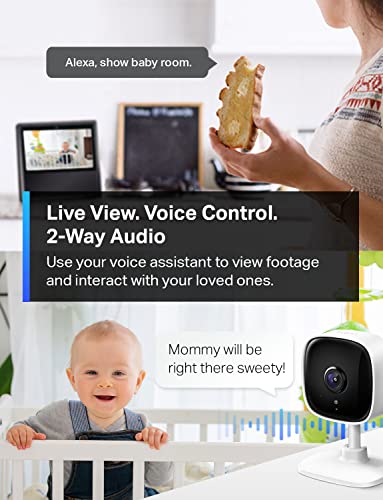 TP-Link Tapo 1080P Indoor Security Camera for Baby Monitor, Dog Camera w/ Motion Detection, 2-Way Audio Siren, Night Vision, Cloud & SD Card Storage, Works w/ Alexa & Google Home (Tapo C100)