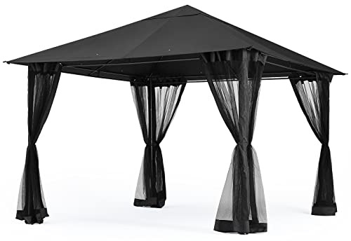 MASTERCANOPY 10x10FT Outdoor Patio Gazebo Canopy with Mosquito Netting for Lawn,Garden,Backyard and Deck(Dark Gary)