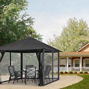 MASTERCANOPY 10x10FT Outdoor Patio Gazebo Canopy with Mosquito Netting for Lawn,Garden,Backyard and Deck(Dark Gary)