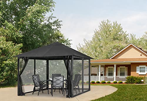 MASTERCANOPY 10x10FT Outdoor Patio Gazebo Canopy with Mosquito Netting for Lawn,Garden,Backyard and Deck(Dark Gary)