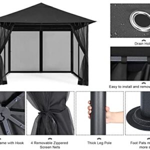 MASTERCANOPY 10x10FT Outdoor Patio Gazebo Canopy with Mosquito Netting for Lawn,Garden,Backyard and Deck(Dark Gary)