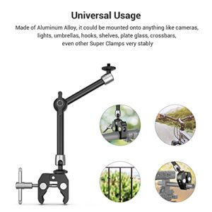 SmallRig Clamp w/ 1/4" and 3/8" Thread and 9.8 Inches Adjustable Friction Power Articulating Magic Arm with 1/4" Thread Screw for LCD Monitor/LED Lights - KBUM2732B