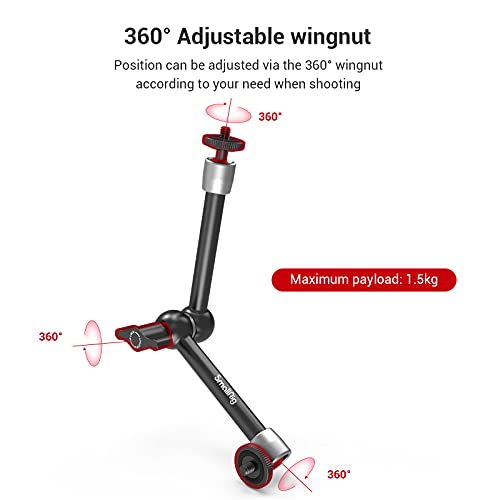 SmallRig Clamp w/ 1/4" and 3/8" Thread and 9.8 Inches Adjustable Friction Power Articulating Magic Arm with 1/4" Thread Screw for LCD Monitor/LED Lights - KBUM2732B