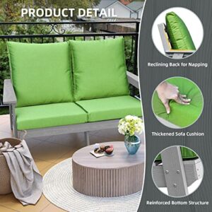 DWVO Patio Loveseat with Cushion, Hips All-Weather Resistant Outdoor Garden Sofa Wood Grain Outdoor Couch with Polyester Pillow, Green