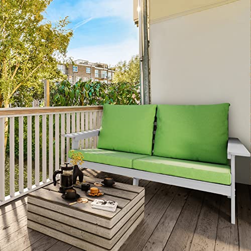 DWVO Patio Loveseat with Cushion, Hips All-Weather Resistant Outdoor Garden Sofa Wood Grain Outdoor Couch with Polyester Pillow, Green