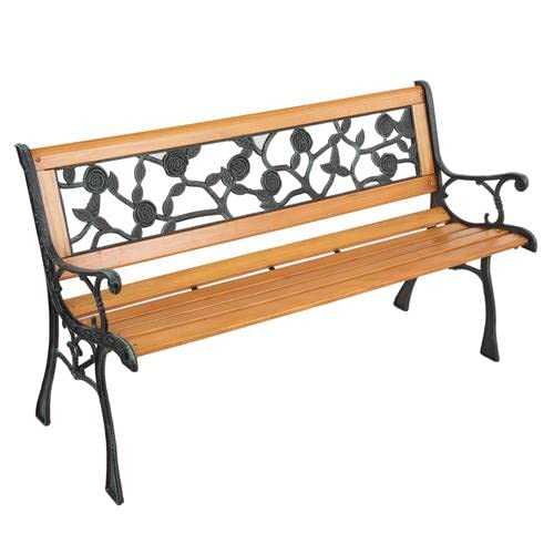 Cu Alightup Outvita 49.5in Garden Bench, Deck Hardwood Seat and Metal Armrest for Patio Front Porch Path Yard Lawn (Garden)