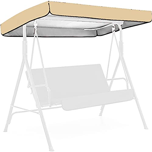 Elainilye Replacement Patio Swings Canopy Outdoor Replaceable Porch Top Cover Sunscreen Waterproof Garden Yard Swing Replacement Parts (Silver) (Beige)