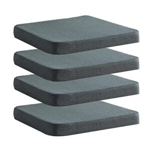 chair cushion for dining chairs with ties 4 pack non slip memory foam kitchen room chair pads for outdoor patio furniture 17×16 inch, gray