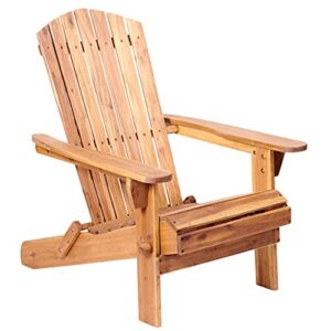 plant theatre wooden adirondack chair – weather resistant, acacia wood, foldable fire pit chairs for porch, deck, lawn and campfire – outdoor patio furniture