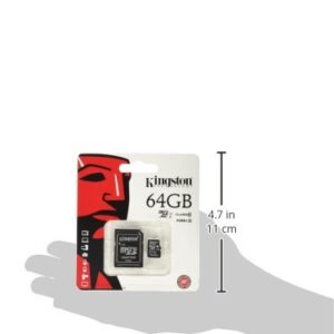 Kingston Digital 64 GB microSD Class 10 UHS-1 Memory Card 30MB/s with Adapter (SDCX10/64GB)