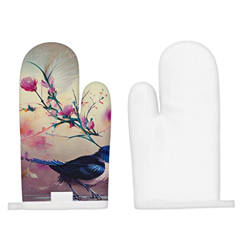 Garden Bird Oven Mitt - Flower Oven Glove - Cute Design Cooking Glove