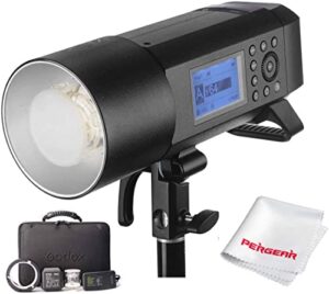 godox ad400 pro ad400pro 400ws gn72 ttl battery-powered monolight, 1/8000 hss outdoor flash strobe light, built-in godox 2.4g system, 390 full power pops, 0.01-1s recycle time, 30w led modeling lamp