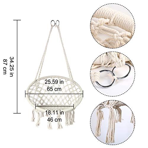 Mertonzo Hammock Swing Chair for 2-16 Years Old Kids,Handmade Knitted Macrame Hanging Swing Chair for Indoor,Bedroom,Yard,Garden- 230 Pound Capacity