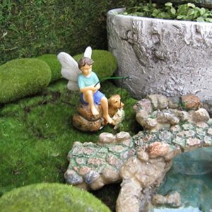 TG,LLC Treasure Gurus Miniature Fairy Boy Fishing with Dog Garden Ornament Dollhouse Decor Accessory