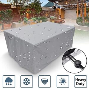 patio furniture cover waterproof outdoor furniture cover for patio table and chair, heavy duty rectangular patio furniture set cover for snow protection silver (120x120x74cm)