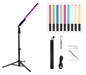 rgb handheld led photography light wand ,9-color video light stick, tripod photography kit, built-in rechargeable battery, 1000 lumens adjustable 3200k-5600k