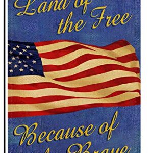 Dyrenson Home Decorative Outdoor 4th of July Patriotic Memorial Day Garden Flag Double Sided, Land of The Free Because of The Brave House Yard Flag, 9/11 Decorations, USA Holiday Outdoor Flag 12 x 18