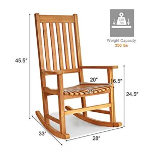 Giantex Rocking Chair Acacia Wood Frame Outdoor& Indoor for Garden, Lawn, Balcony, Backyard and Patio Porch Rocker (1, Natural)