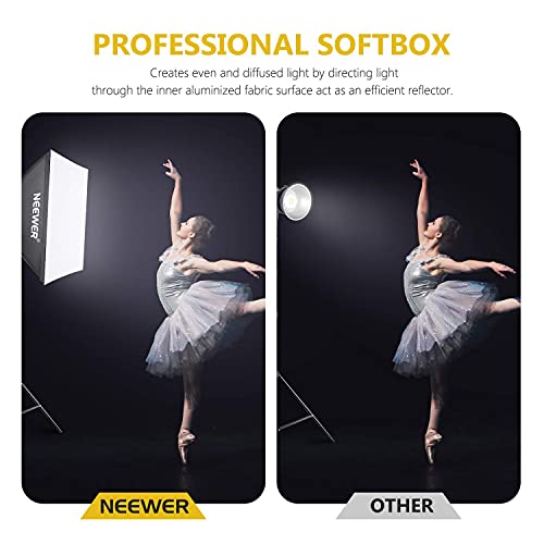 NEEWER 700W Equivalent Softbox Lighting Kit, 2Pack 5500K CFL Lighting Bulbs, 24x24 inches Softboxes with E27 Socket, Photography Continuous Lighting Kit Photo Studio Equipment