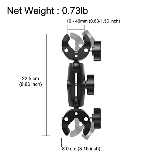 Taisioner Double Mount Clamp Bracket Monitor Magic Socket Arm for Desk Photo Studio Light Stand, Photography Reflector, Photo Boom Stand, Cross Bars, Umbrella, Pole Stick Shoot Accessories Tools