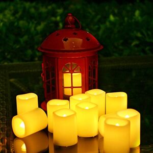 Flameless LED Battery Operated Votive Candles with Timer Flickering Plastic Votives for Home Garden Wedding Party Christmas Halloween Decorations Pumpkin Lights, Batteries Included, 12 Pack