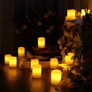 Flameless LED Battery Operated Votive Candles with Timer Flickering Plastic Votives for Home Garden Wedding Party Christmas Halloween Decorations Pumpkin Lights, Batteries Included, 12 Pack