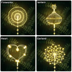 AOFLICT Solar Garden Lights, 4 Pack 126 LED Solar Firework Lights with Remote, 8 Lighting Modes Garden Firework Lights Outdoor Waterproof for Pathway, Backyard, Christmas, Party Decor (Warm White)