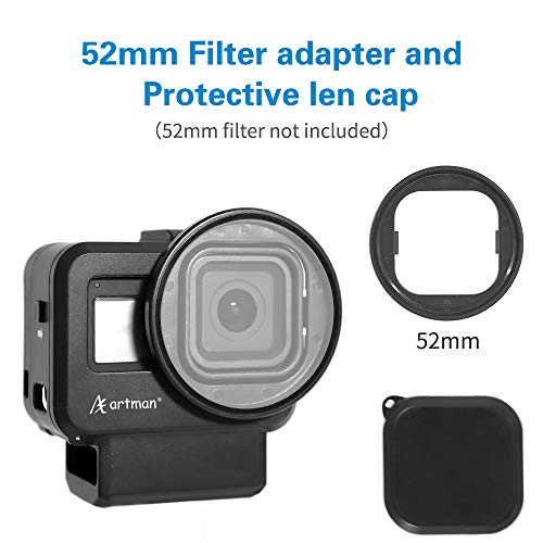 Artman Hero 8 Vlogging Case Compatible with GoPro Hero 8 Black, Cold Shoe Mount Vlog Case Housing Protective Frame Mount Filter Adapter/Charging Interface/Lens Cap(Microphone Adapter Not Included)