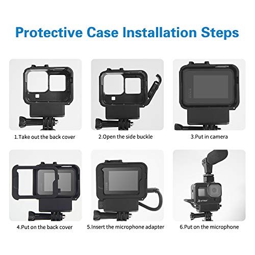 Artman Hero 8 Vlogging Case Compatible with GoPro Hero 8 Black, Cold Shoe Mount Vlog Case Housing Protective Frame Mount Filter Adapter/Charging Interface/Lens Cap(Microphone Adapter Not Included)