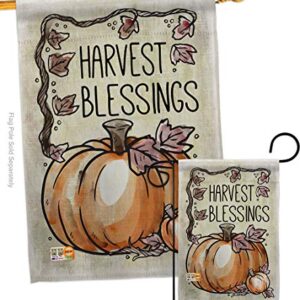 Breeze Decor Harvest Blessings Garden House Flags Set Falltime Autumn Scarecrow Pumkins Sunflower Leaves Season Autumntime Gathering Small Decorative Gift Yard Banner Double-Sided Made in USA 28 X 40