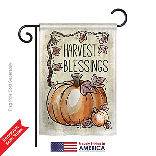 Breeze Decor Harvest Blessings Garden House Flags Set Falltime Autumn Scarecrow Pumkins Sunflower Leaves Season Autumntime Gathering Small Decorative Gift Yard Banner Double-Sided Made in USA 28 X 40