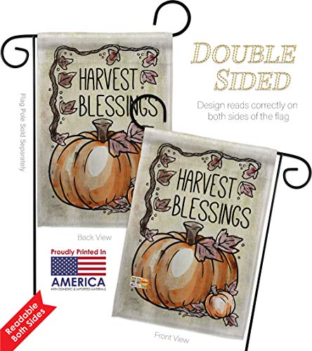 Breeze Decor Harvest Blessings Garden House Flags Set Falltime Autumn Scarecrow Pumkins Sunflower Leaves Season Autumntime Gathering Small Decorative Gift Yard Banner Double-Sided Made in USA 28 X 40