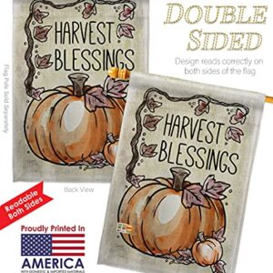 Breeze Decor Harvest Blessings Garden House Flags Set Falltime Autumn Scarecrow Pumkins Sunflower Leaves Season Autumntime Gathering Small Decorative Gift Yard Banner Double-Sided Made in USA 28 X 40