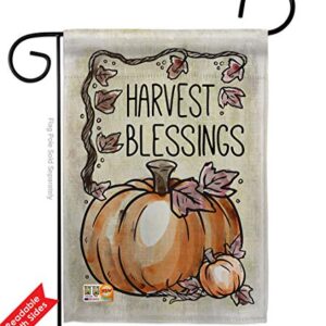 Breeze Decor Harvest Blessings Garden House Flags Set Falltime Autumn Scarecrow Pumkins Sunflower Leaves Season Autumntime Gathering Small Decorative Gift Yard Banner Double-Sided Made in USA 28 X 40