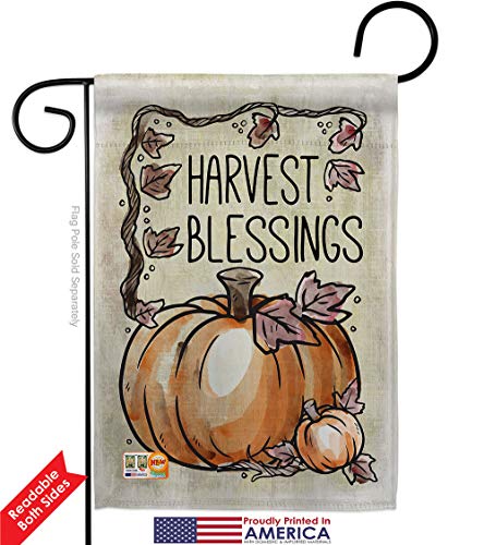 Breeze Decor Harvest Blessings Garden House Flags Set Falltime Autumn Scarecrow Pumkins Sunflower Leaves Season Autumntime Gathering Small Decorative Gift Yard Banner Double-Sided Made in USA 28 X 40